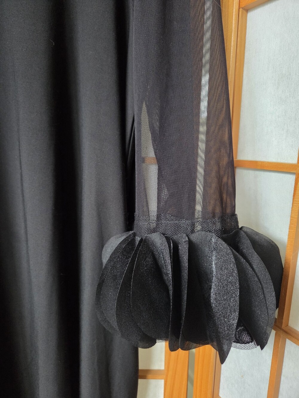 NINA LEONARD BLACK SHEER SLEEVES POLYESTER KNEE LENGTH DRESS SIZE LARGE - Picture 3 of 7